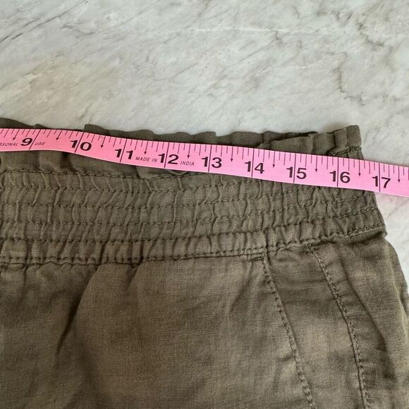 One of a kind Emee style 100% linen olive green capri pants elastic waist sz XL - Picture 7 of 8